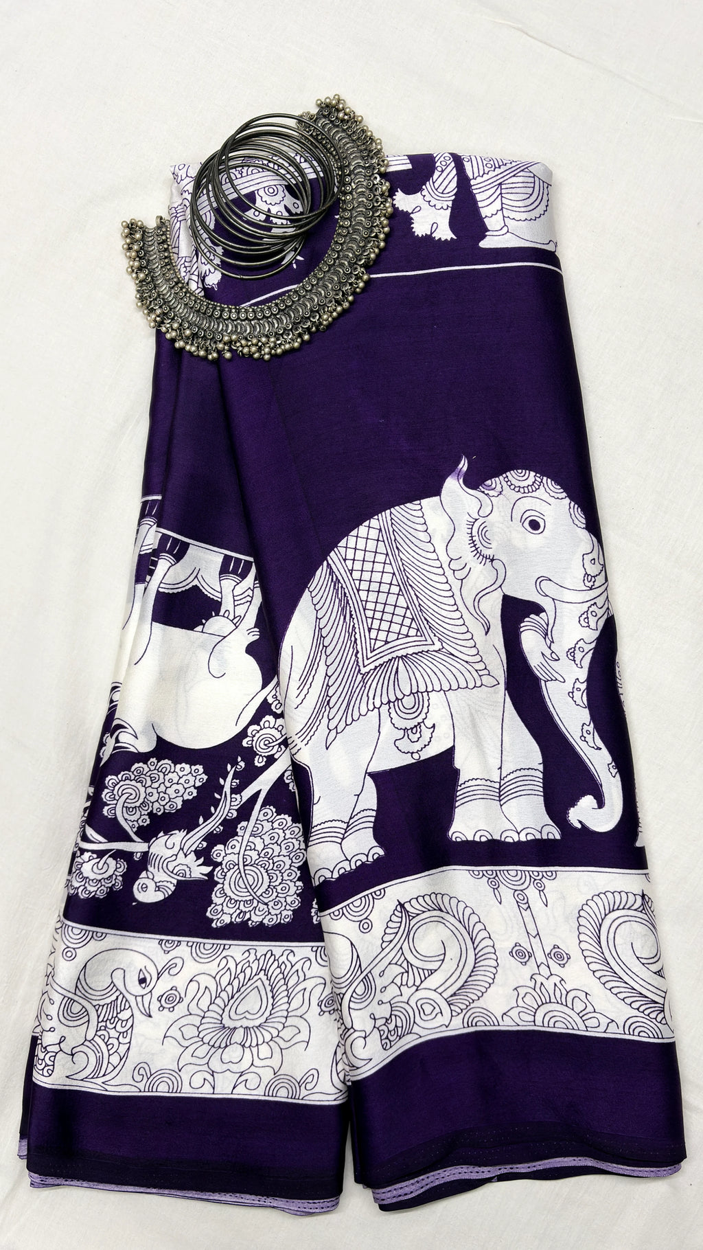 KALAMKARI BLUE : Semi Modal Silk
