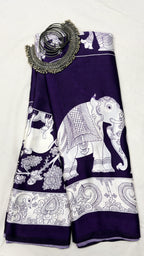 KALAMKARI BLUE : Semi Modal Silk