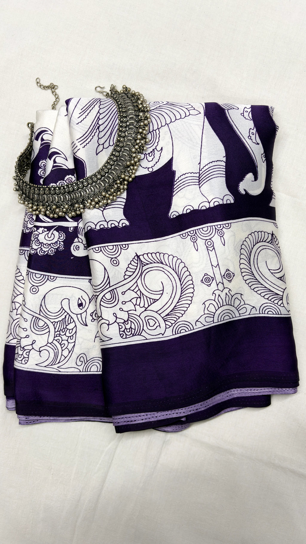 KALAMKARI BLUE : Semi Modal Silk