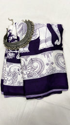 KALAMKARI BLUE : Semi Modal Silk