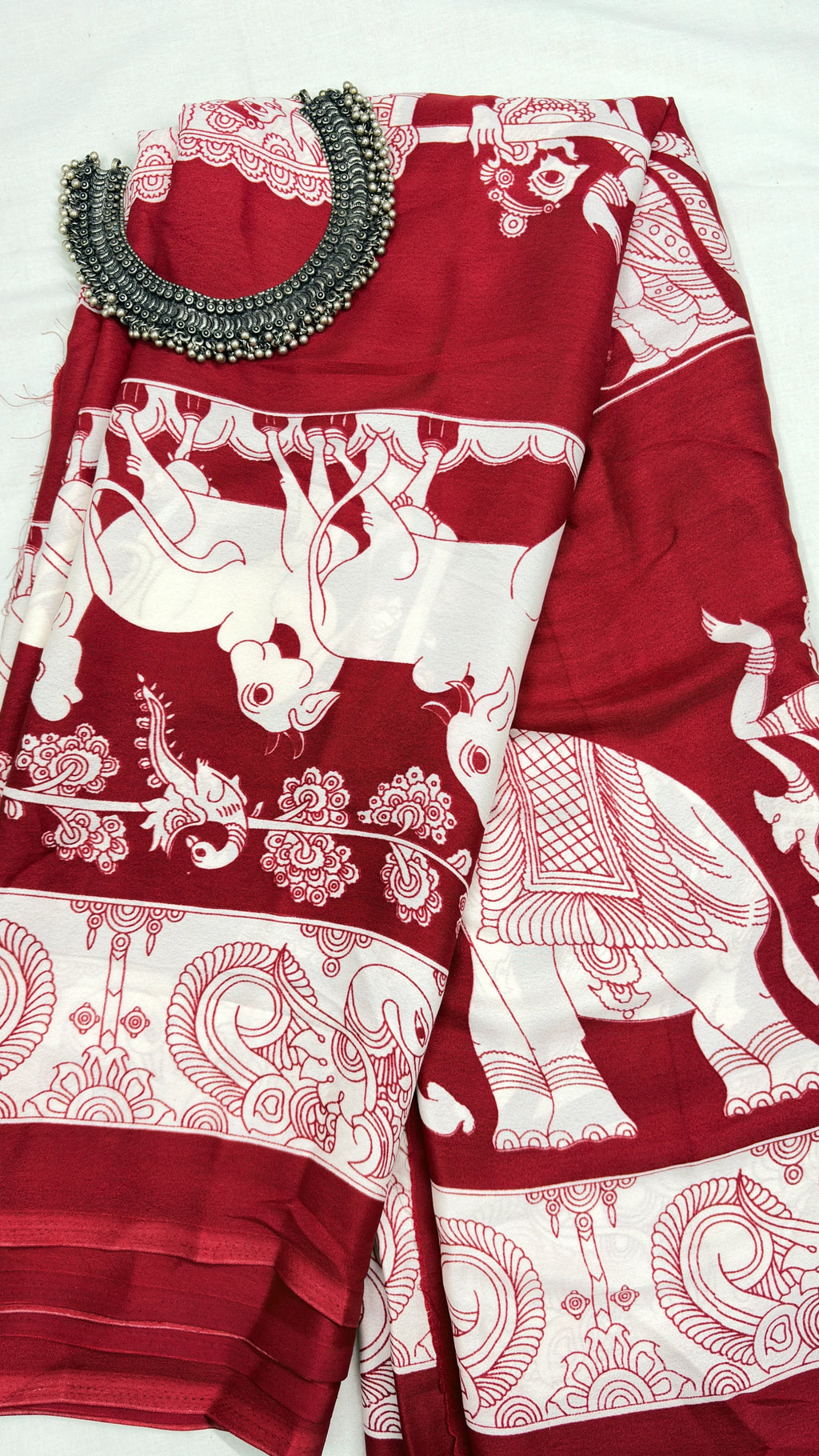 KALAMKARI RED : Semi Modal Silk