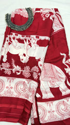 KALAMKARI RED : Semi Modal Silk