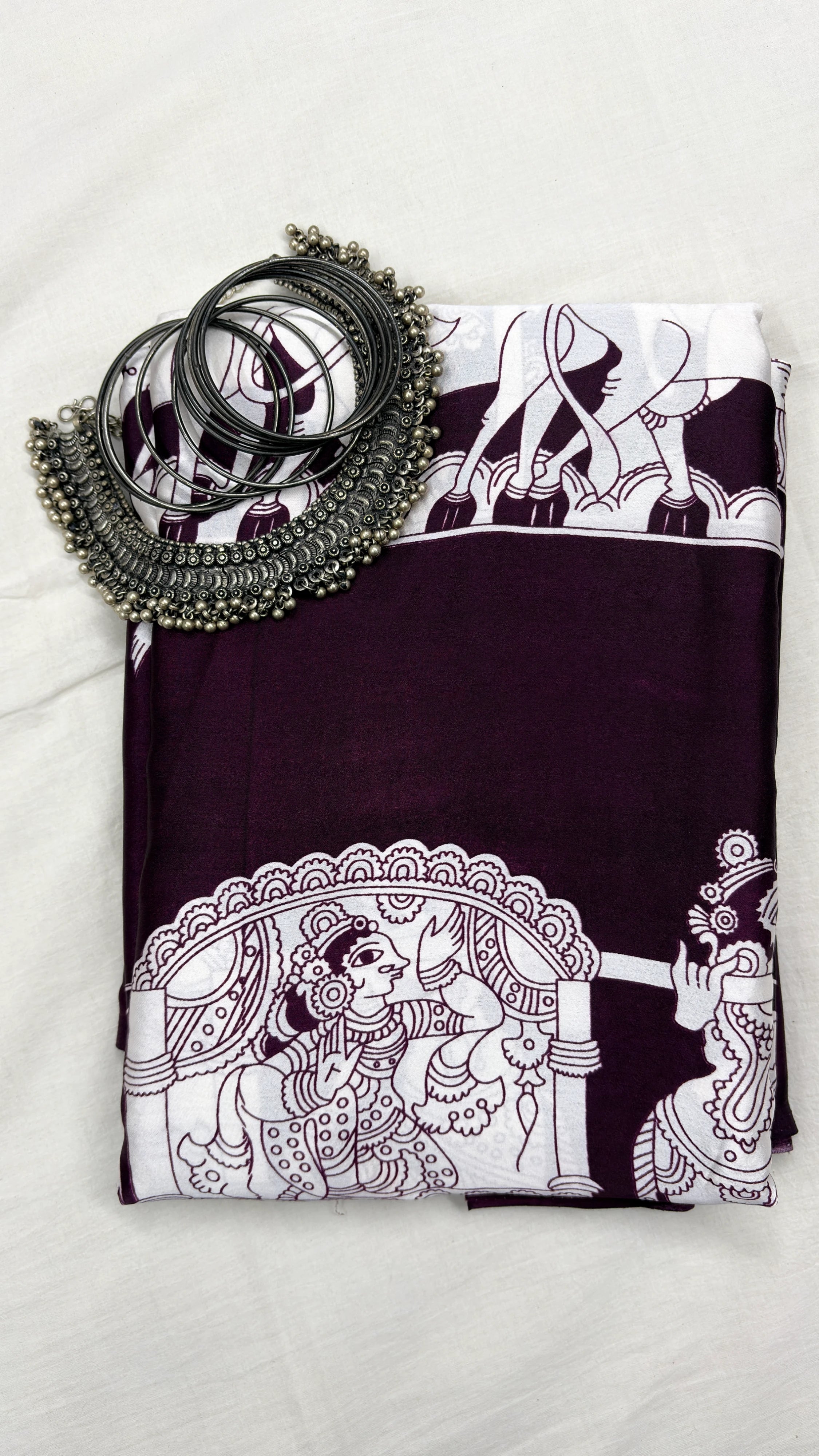 KALAMKARI DEEP PURPLE: Semi Modal Silk