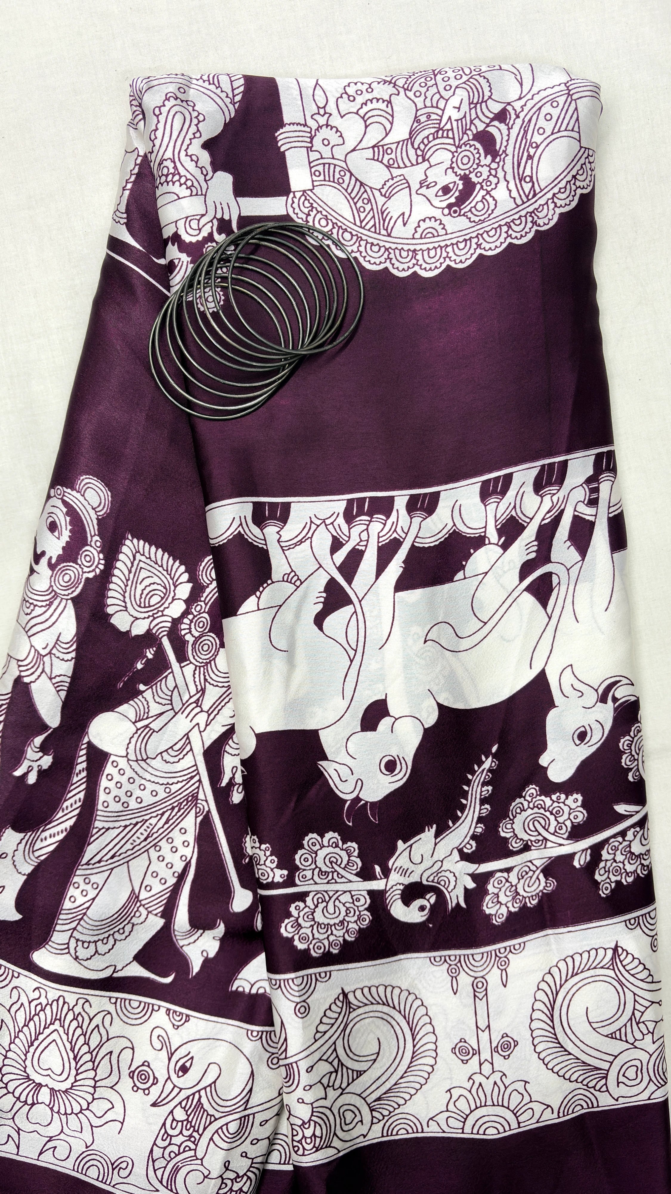 KALAMKARI DEEP PURPLE: Semi Modal Silk